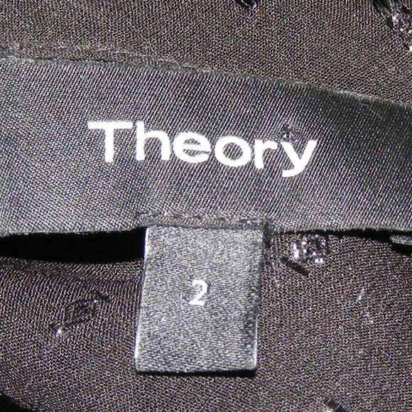 THEORY Sheer Dress, 2, NEEDS SLIP, Black, Secretary Bow, Metallic Swiss Dots - Picture 9 of 12